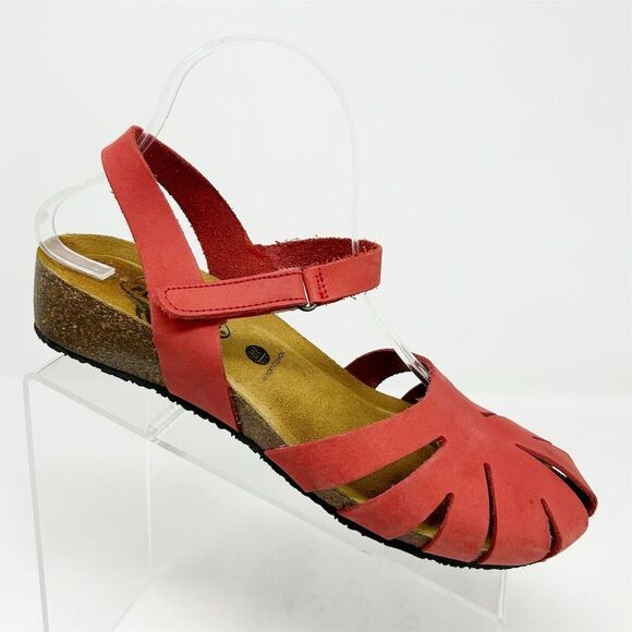 Plakton Shoes - Plakton Women's Red Slingback Sandals Size 41 Casual Summer Made in Spain